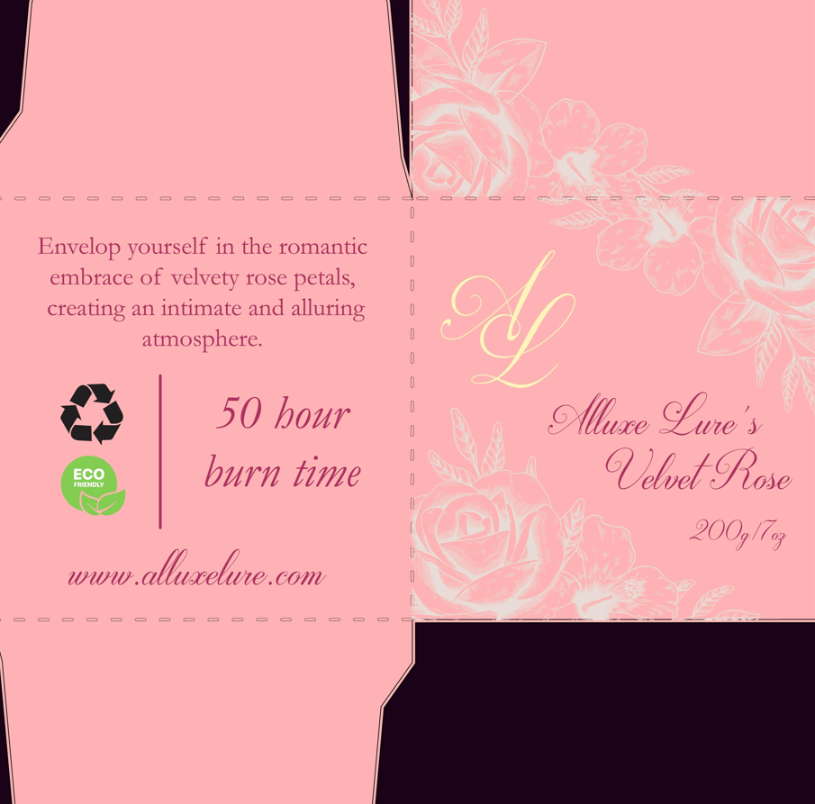 velvet rose candle package dieline close up